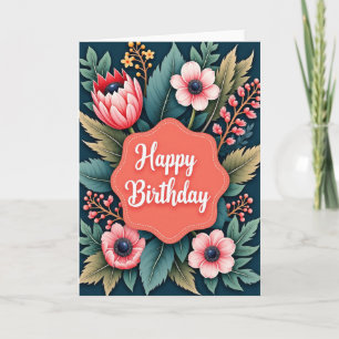 Cartão de Aniversário Jardim Turquesa