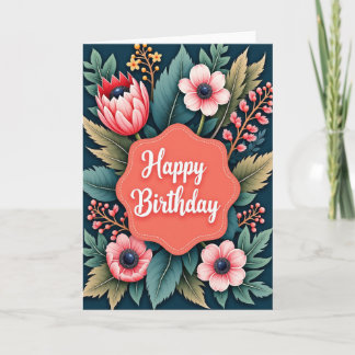 Cartão de Aniversário Jardim Turquesa
