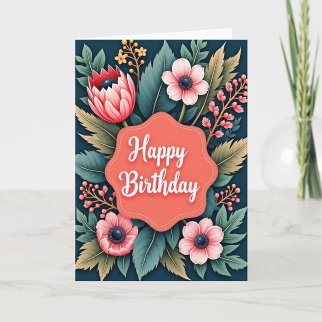 Cartão de Aniversário Jardim Turquesa (Frente)