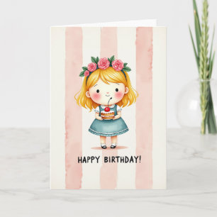 Cartão de Aniversário Jovem em Aquarela