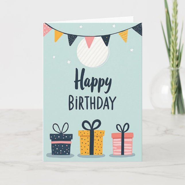 Cartão de Aniversário Joyful Bunting (Frente)