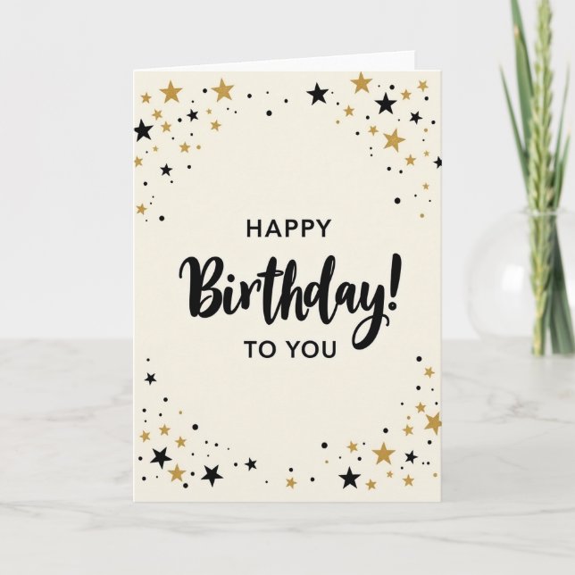 Cartão de Aniversário Jubilant Gold Script (Frente)