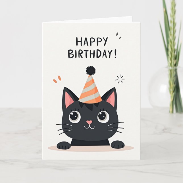 Cartão de Aniversário Kitty Fofo (Frente)