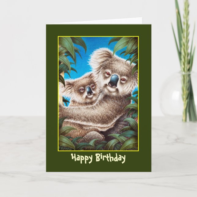 Cartão de Aniversário Koalas (Frente)