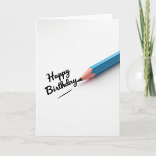 Cartão de Aniversário Lápis Azul