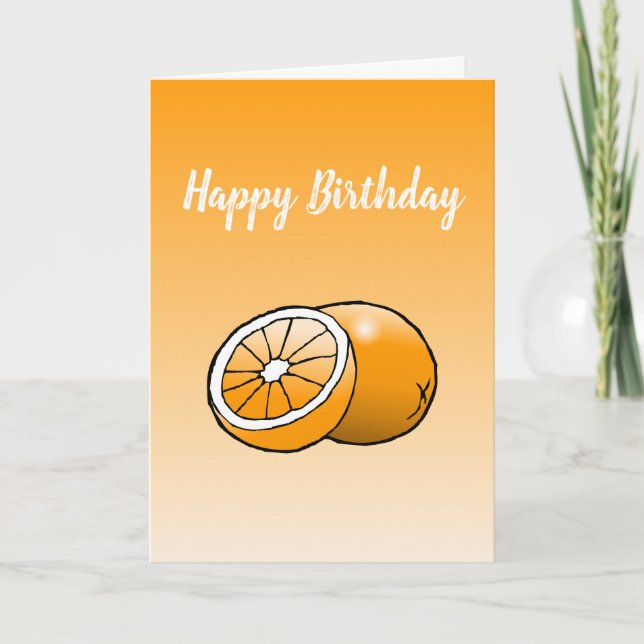 Cartão de Aniversário Laranja Dobrado (Frente)