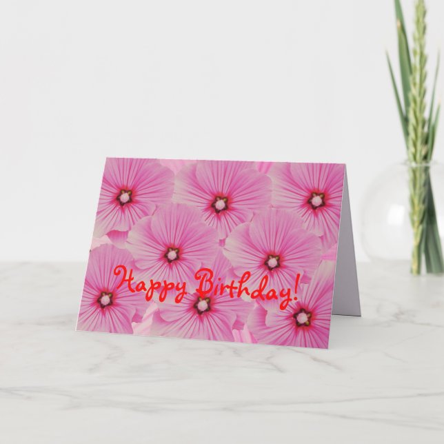 Cartão de Aniversário Lavatera Rosa (Frente)
