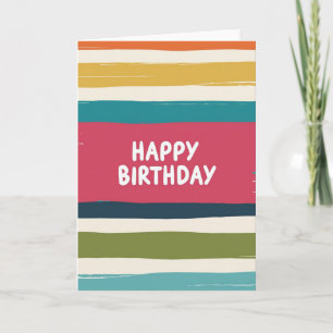 Cartão de Aniversário Listrado Colorido