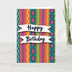 Cartão de Aniversário Listrado Jubiloso