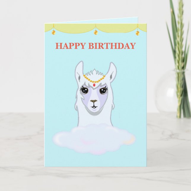 Cartão de Aniversário Llama (Frente)