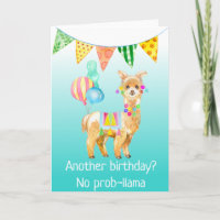 Cartão de Aniversário Llama Alpaca Sem Llama-ção