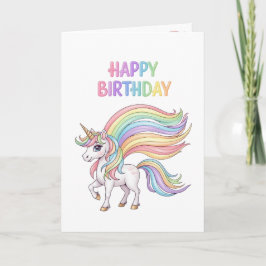 Cartão de Aniversário Mágico de Unicórnio 