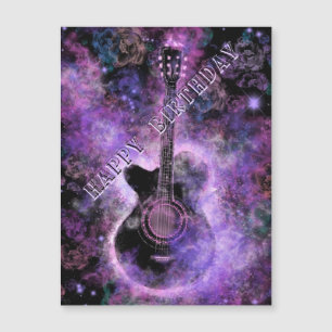 Cartão de Aniversário Magnético de Guitarra de Mús