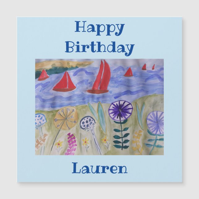 Cartão de Aniversário Magnético de Velas Vermelhas (Frente)