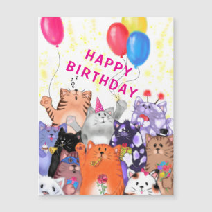 Cartão de Aniversário Magnético para Gatos Engraça