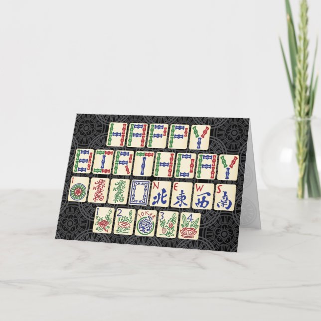 Cartão de aniversário Mah Jongg (Frente)