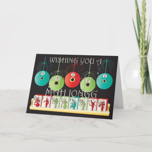 Cartão de Aniversário Mah Jongg Bettors (Frente)