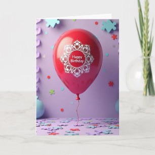 Cartão de Aniversário Mandala Carmesim