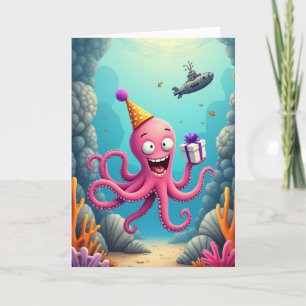 Cartão de Aniversário Marinho Rosa