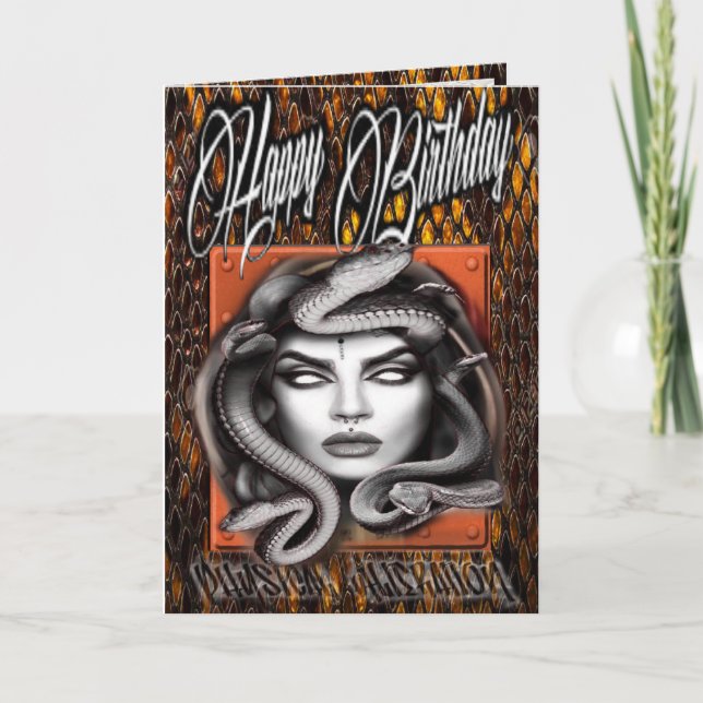 Cartão de aniversário medusa (Frente)