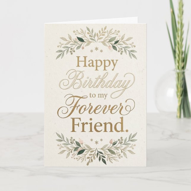 Cartão de Aniversário Melhores Amigas Tipografia F (Frente)