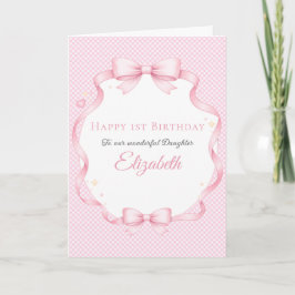 Cartão de Aniversário Menina com Laço de Gingham R