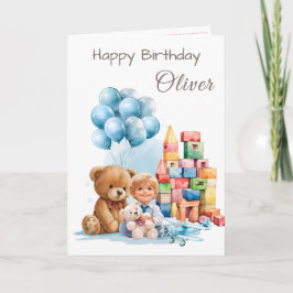 Cartão de Aniversário Menino Aquarela