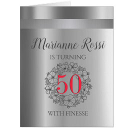 Cartão de Aniversário Metálico Chic 50º Aniversári
