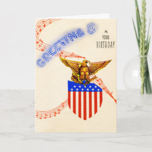 Cartão de aniversário militar do vintage