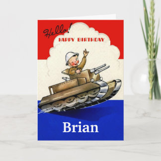 Cartão de Aniversário Militar Vintage