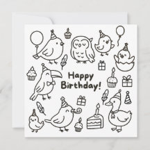 Cartão de Aniversário Minimalista com Desenho de P