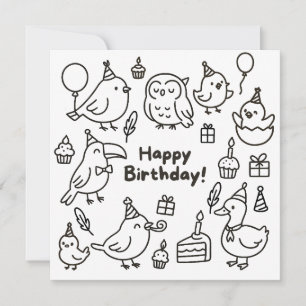 Cartão de Aniversário Minimalista com Desenho de P