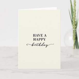 Cartão de Aniversário Minimalista Cremoso