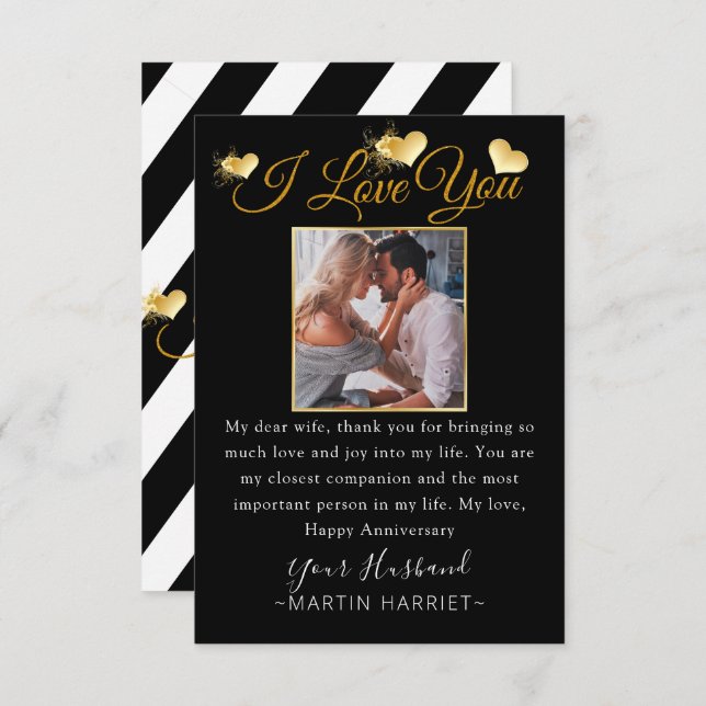 Cartão de Aniversário Minimalista 'Eu Amo Você' pa (Frente/Verso)