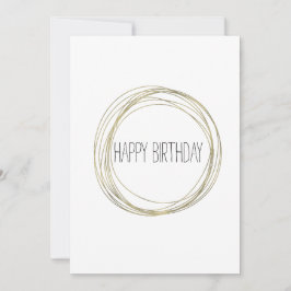 Cartão de Aniversário Minimalista Preto e Branco c