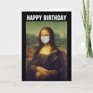 CARTÃO DE ANIVERSÁRIO MONA LISA FUNNY 2020, MÁSCAR