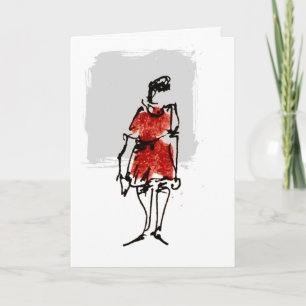 Cartão de Aniversário Mulher de Vestido Vermelho