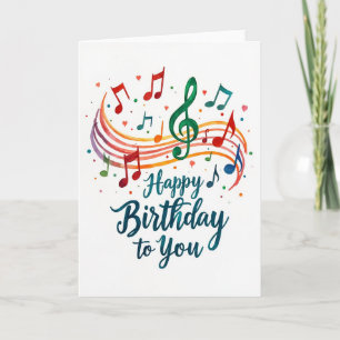 Cartão de Aniversário Musical com Aquarela