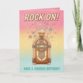 Cartão de Aniversário Musical Retro Jukebox Rock O