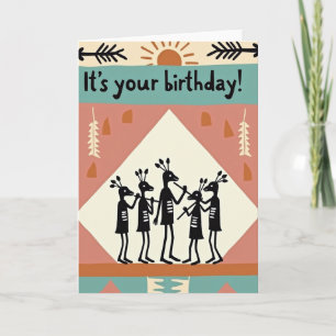 Cartão de Aniversário Musical Tribal