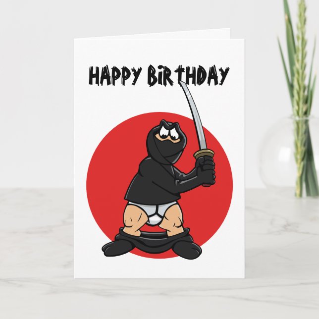 Cartão de Aniversário Ninja de Dia Mau (Frente)