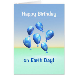 Cartão de Aniversário no Dia da Terra Balões Mundi