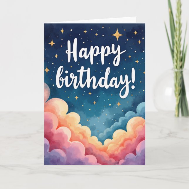 Cartão de Aniversário Noite Estrelada (Frente)