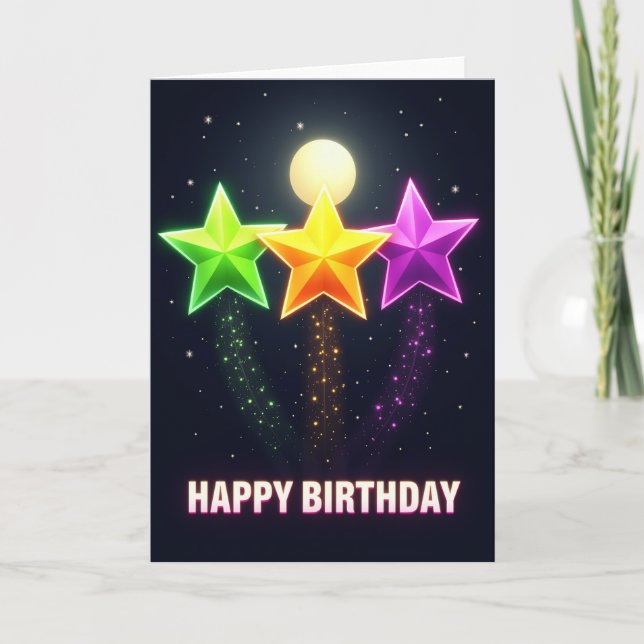 Cartão de Aniversário Noite Estrelada (Frente)