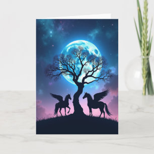 Cartão de Aniversário Noturno da Lua Azul dos Sonh