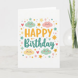 Cartão de Aniversário Nuvens Sorridente