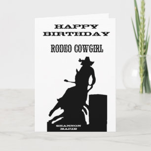 Cartão de Aniversário Ocidental "Rodeo Cowgirl"