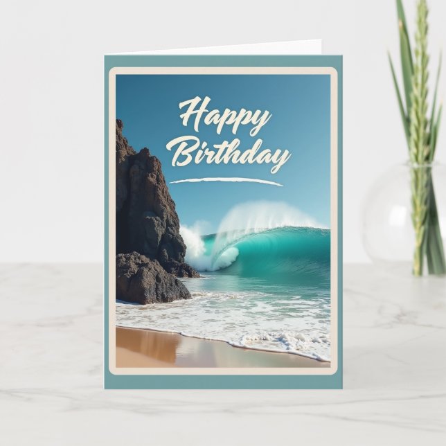 Cartão de Aniversário Onda Alegre (Frente)