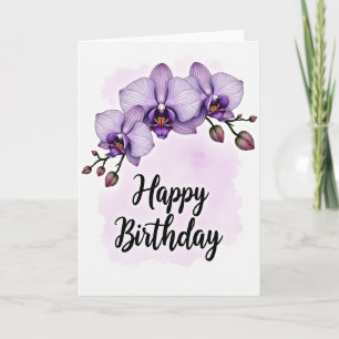 Cartão de Aniversário Orquídea Lavanda