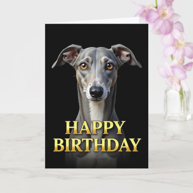CARTÃO DE ANIVERSÁRIO OUSADO E DISTINTO DE GALGO (Orquídea)